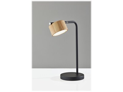 Adesso Roman LED Desk Lamp, 17", Matte Black/Natural Wood (6106-01)