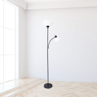 Simple Designs 71.50" LED Floor Lamp with Reading Light, Black (LF2000-BLK)