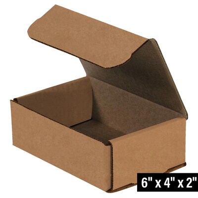 6 x 4 x 2 Corrugated Mailers, Kraft, 50/Bundle (M642K)
