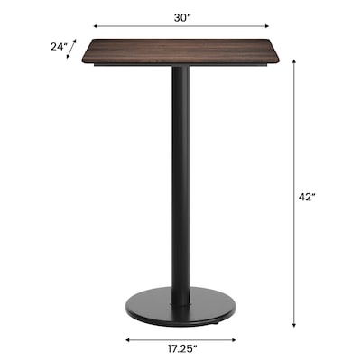 Flash Furniture Acadia Wooden Dining Table, 23.75"D x 29.75"W, Dark Brown/Black Base (ST2430WBRTR18B)