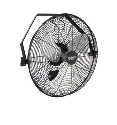 Comfort Zone 18 Wall Mounted Fan, 3 Speed, Black (HBCLCZHVW18)
