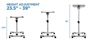 Mount-It! Rolling Height Adjustable Bedside Cart with Lockable Wheels (MI-7946)