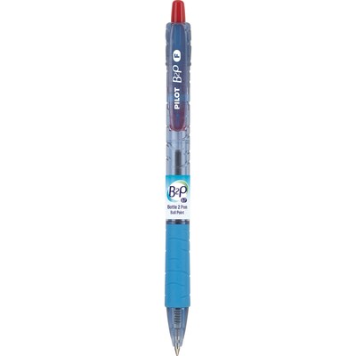 Pilot B2P Bottle 2 Pen Retractable Ballpoint Pens, Fine Point, Red Ink, Dozen (34602)