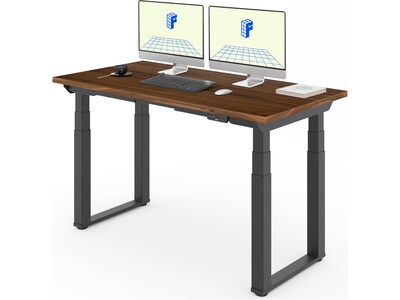 FlexiSpot E7Q 60"W Electric Adjustable Standing Desk, Black Walnut/Black (E7QB6030-BW)