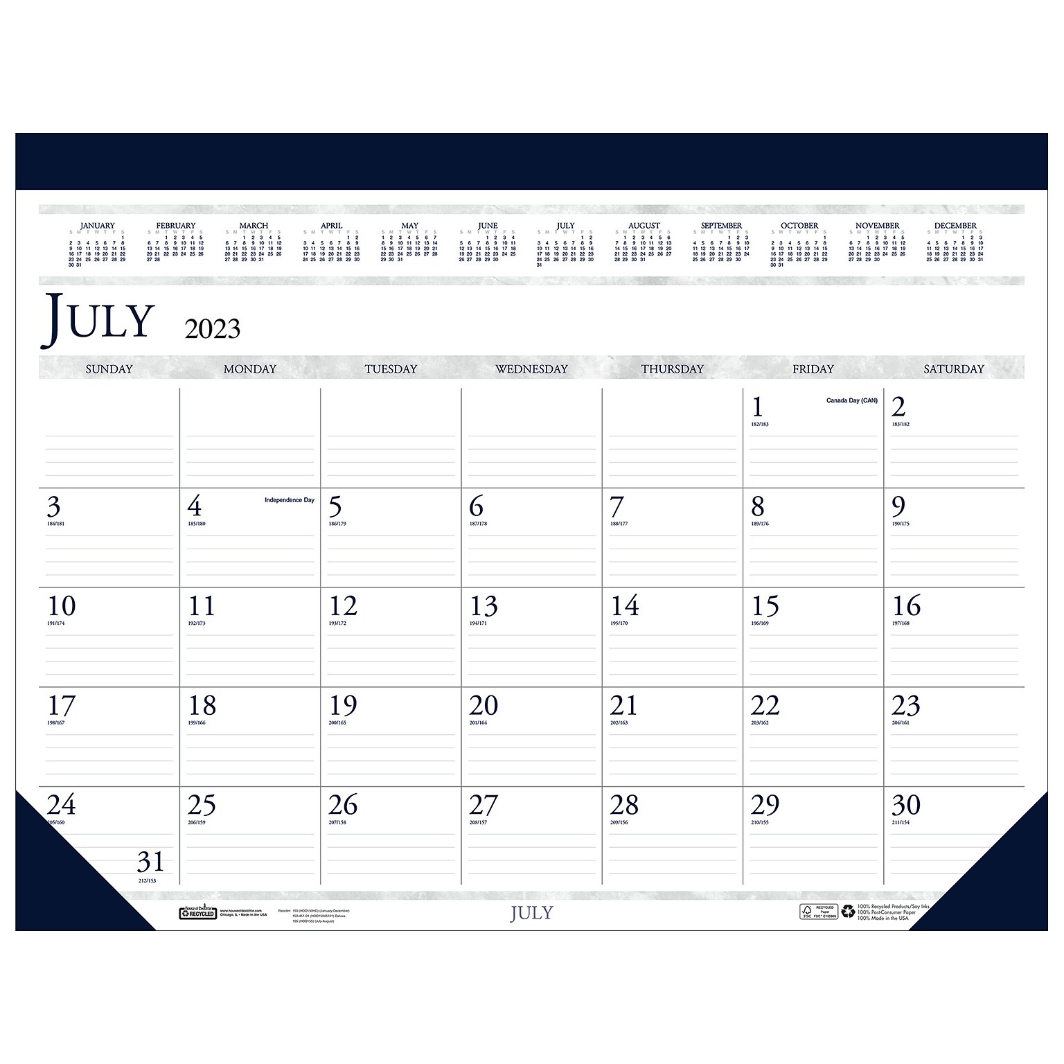 2023-2024 House of Doolittle 22 x 17 Academic Monthly Desk Pad Calendar, Blue (155-24)