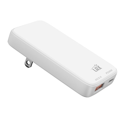 LAX Slim 30W Dual Port USB Wall Charger, White (SLMPD30W)