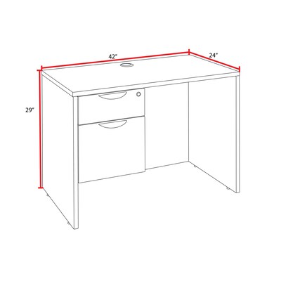 Regency Legacy 42 x 24 in. Executive Desk with Single Pedestal Drawer Unit, Neo Walnut (LSP4224NW)