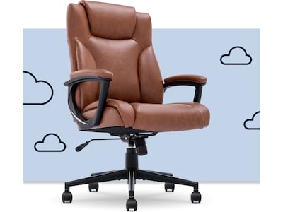 Serta Hannah II Ergonomic Bonded Leather Swivel Executive Chair, Cognac (43672H)