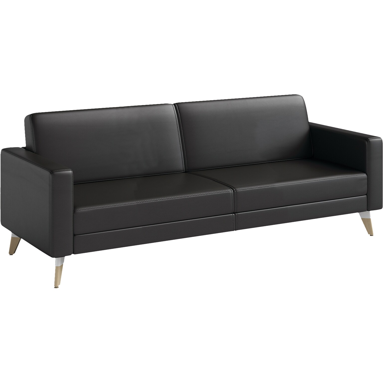 Safco Resi 77 Vinyl Lounge Sofa, Black (1730RESFEET4PKBL)