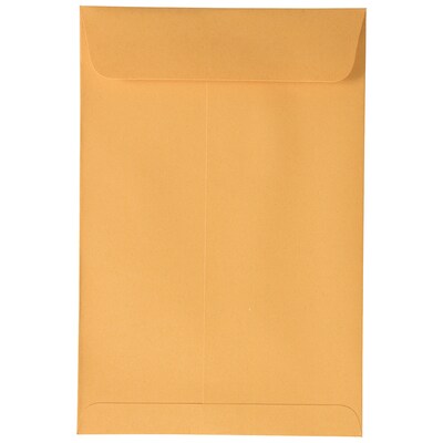JAM Paper Open End Catalog Envelopes with Peel & Seal Closure, 6" x 9", Brown Kraft Manila, 50/Pack (13034199I)