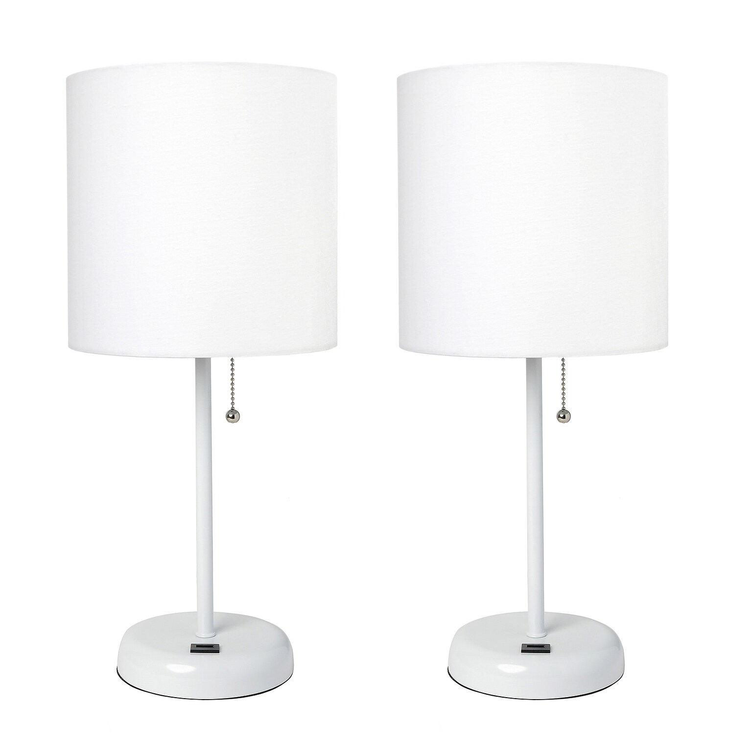 Creekwood Home Oslo 19.5 LED Table Lamp with USB Port, White, 2/Set (CWT-2011-WO-2PK)