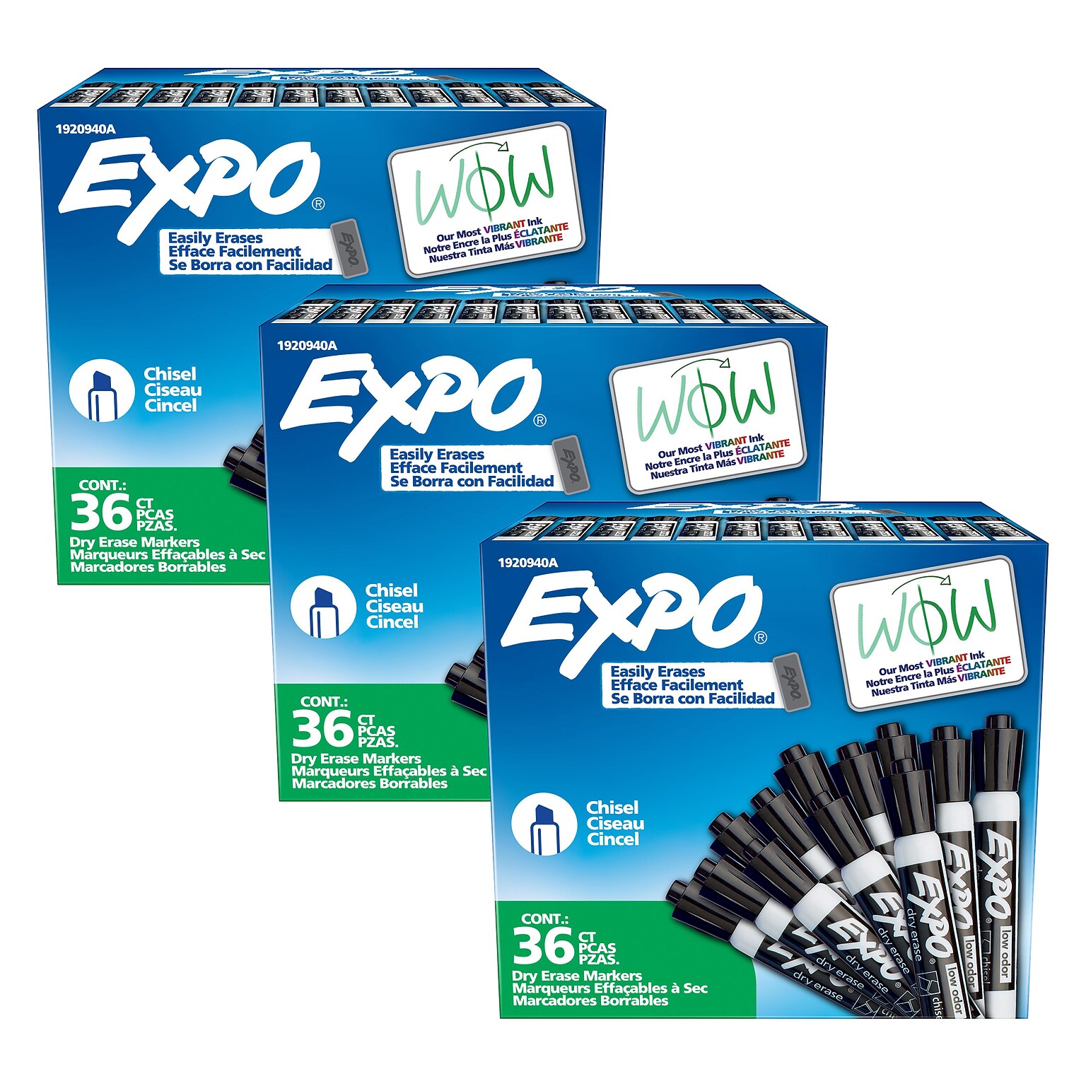 Expo Dry Erase Markers, Chisel Tip, Black, 108/Pack (1920940)