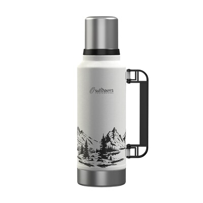 Outdoors Professional Stainless Steel Vacuum Insulated Termo Classic Water Bottle, 33 oz., White Mou