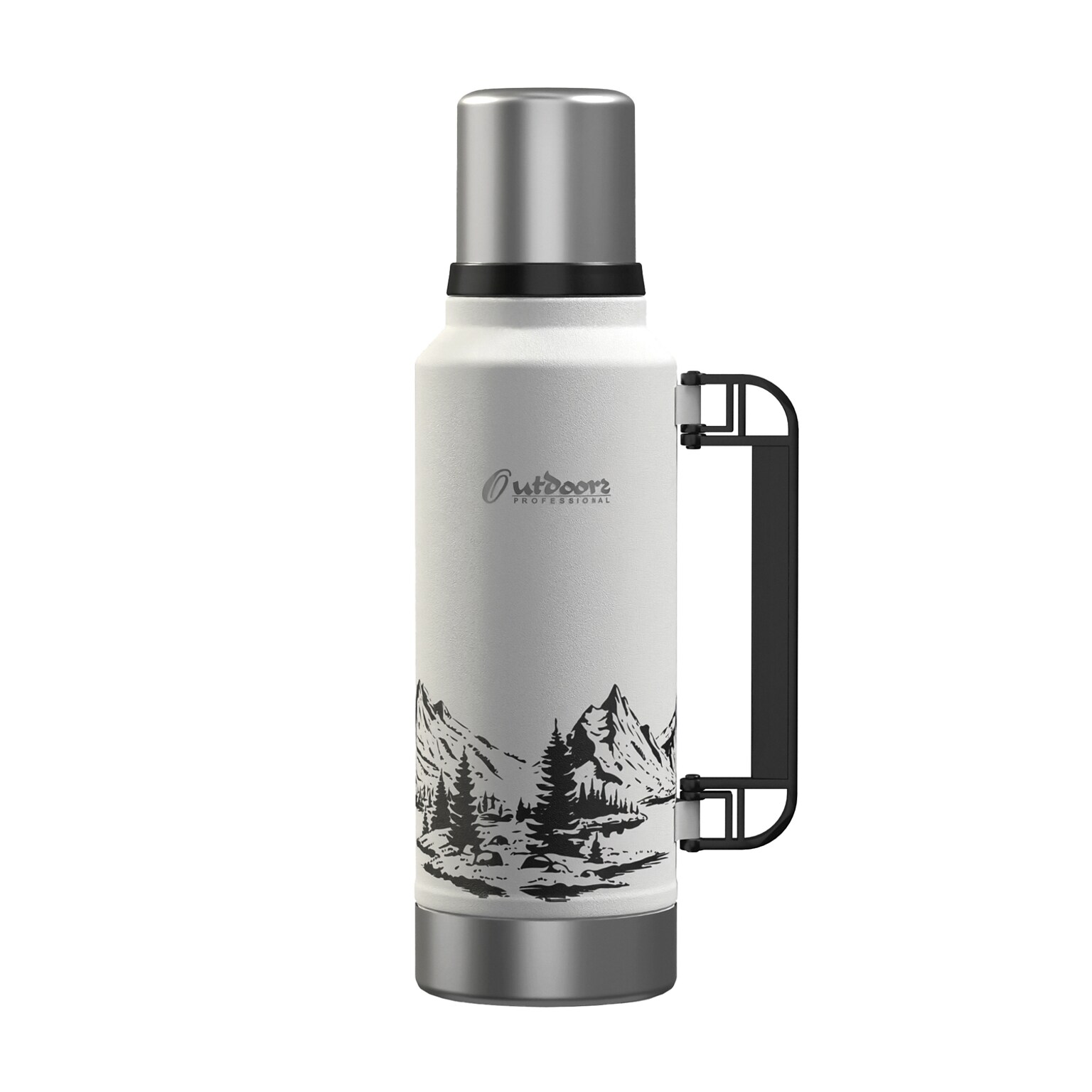 Outdoors Professional Stainless Steel Vacuum Insulated Termo Classic Water Bottle, 33 oz., White Mountains (OUTD9386)