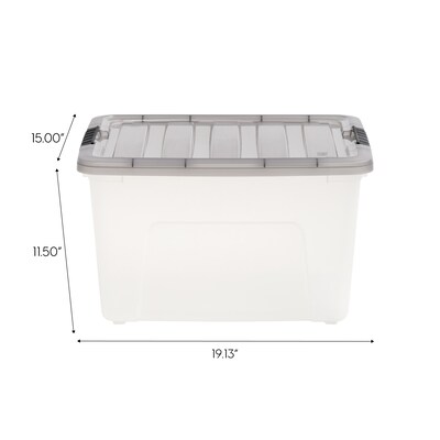 Iris 40 Quart Storage Bin with Latching Lid, Plastic, Clear, 5/Pack (500154)
