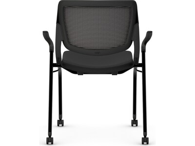 HON Motivate Fabric/Mesh Nesting Stacking Chair, Black/Charblack (HMN2.F.S.IM.ON.CU10.CBK)