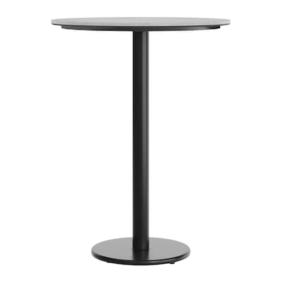 Flash Furniture Acadia 31.25" Round Wooden Dining Table with Round Base, Gray Faux Concrete/Black Base (STRD31CGTR18B)