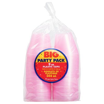 JAM PAPER Plastic Glasses Party Pack, 9 oz Tumblers, Baby Pink Pastel, 72 Hard Plastic Cups/Pack