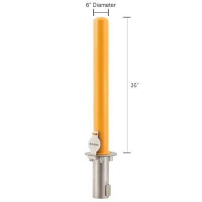 Global Industrial Removable Bollard W/Flush Mount Sleeve, 6"D x 36"H (670518)