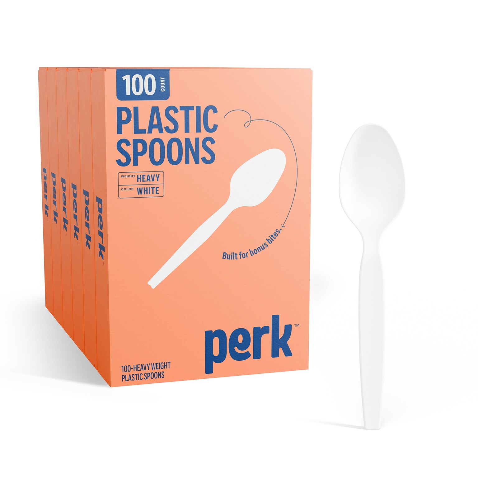 Perk™ Polystyrene Spoon, Heavy-Weight, White, 1000/Carton (PK56405CT)
