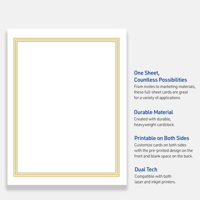 Avery Gold Multi-Lined Border Matte Blank Card, White, 10/Pack (S00-DPD)