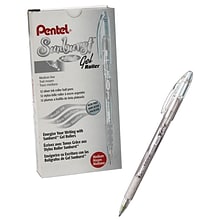 Pentel Sunburst Metallic Pen, Silver, Pack of 12 (PENK908Z-12)