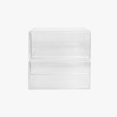 Martha Stewart Brody Plastic Stackable Office Desktop Organizer, Clear, 2/Set (BEPB33152CLR)