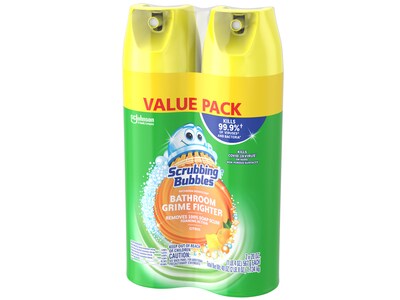 Scrubbing Bubbles Bathroom Grime Fighter Disinfecting Surface Cleaner Aerosol, Citrus Scent, 20 oz., 2/Pack (306381)
