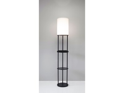 Adesso Charging Station 66.5" Black Floor Lamp with White Drum Shade (3116-01)