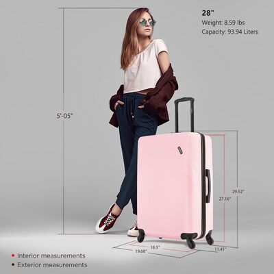 DUKAP Discovery 28" Hardside Suitcase, 4-Wheeled Spinner, TSA Checkpoint Friendly, Pink (DKDIS00L-PNK)