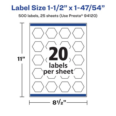 Avery Laser/Inkjet Decorative Edge Waterproof Multipurpose Labels, 1.8704"  x 1.5", White, 500/Pack (94120)