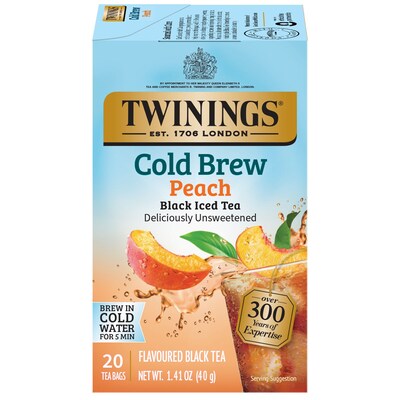 Twinings Cold Brewed Peach Tea Bags, 20/Box (F10055)