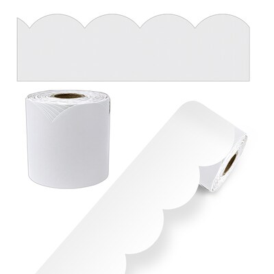 Carson Dellosa Education Rolled Scalloped Bulletin Board Borders, 3" x 65', White, 3/Bundle (CD-108514-3)