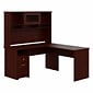 Bush Furniture Cabot 60W L Shaped Computer Desk with Hutch and Drawers, Harvest Cherry (CAB046HVC)