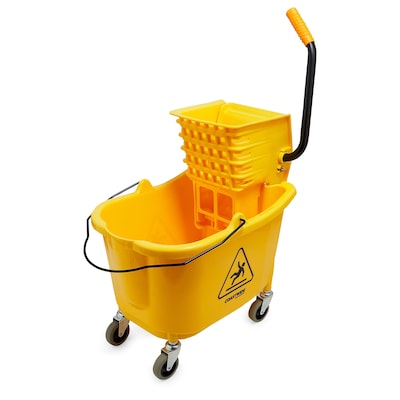 Coastwide Professional™ Bucket & Side-Press Wringer, 35 Qt., Yellow/Black (CW21871)