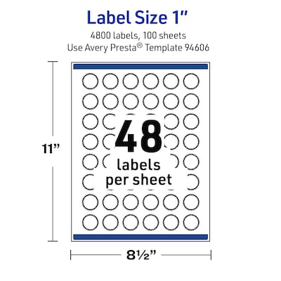 Avery Waterproof Starburst Laser Multipurpose Labels, 1", White, 4800/Box (19479399495)
