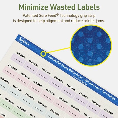 Avery Dissolvable Square Multipurpose Labels, 0.75" x 0.75", Off-white, 400/Pack (94102)