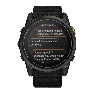 Garmin Enduro 3 Multisport Solar GPS Smartwatch, Carbon Gray Titanium Bezel with Black UltraFit Nylon Strap (010-02751-00)