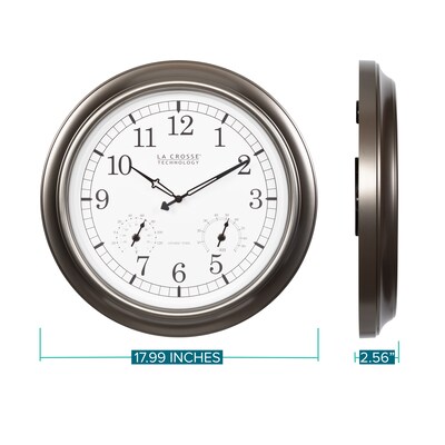 La Crosse Technology 18 Inch IN/OUT Atomic Analog Clock with Thermometer and Hygrometer (WT-3181PL)