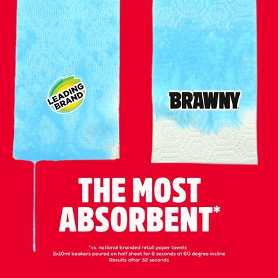Brawny Tear-A-Square Paper Towels, 3-ply, 76 Sheets/Roll, 8 Rolls/Pack (446005)