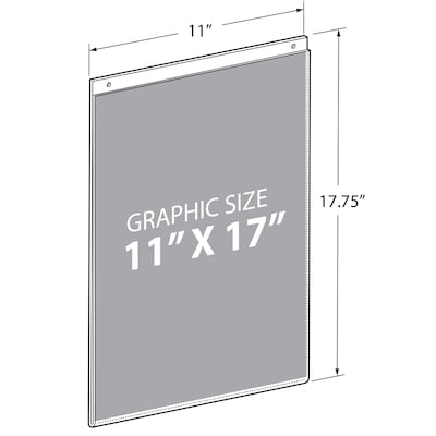 Azar Sign Holder, 11" x 17.75", Vertical, Wall Mounted, Clear, Acrylic, 10/Pack (162708)