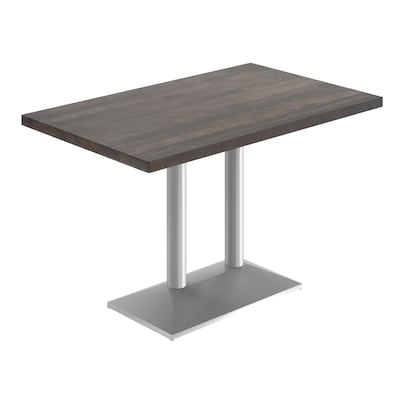 Flash Furniture Bennett Wooden Commercial Indoor Table, 48 x 30, Dark Brown Top/Silver Base (GSF3048DBTB002S)