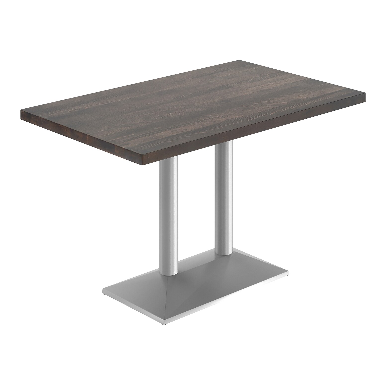Flash Furniture Bennett Wooden Commercial Indoor Table, 48 x 30, Dark Brown Top/Silver Base (GSF3048DBTB002S)