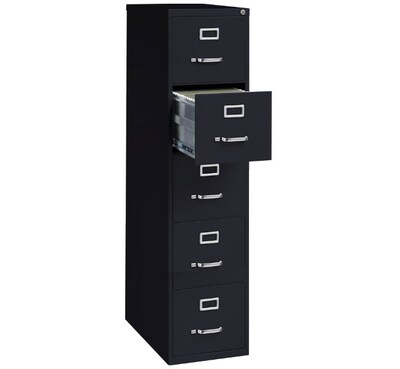 Lorell Commercial Grade Vertical File Cabinet, Black, 15 x 26.5 x 61