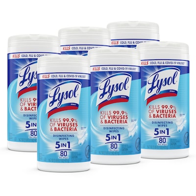Lysol Disinfecting Wipes, Crisp Linen Scent, 80 Wipes/Canister, 6 Canisters/Carton (1920089346CT)
