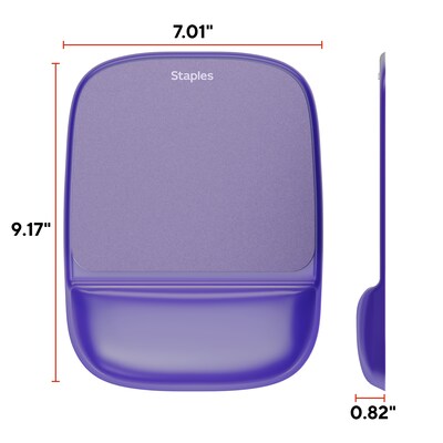 Staples TECH Gel Non-Skid Mouse Pad/Wrist Rest Combo, Purple (18265)