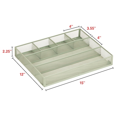 Staples 6-Compartment Metal Mesh Drawer Organizer, Sage Green (ST63846)