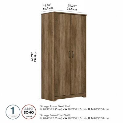 Bush Furniture Cabot 61"H Storage Cabinet with 4 Shelves, Reclaimed Pine (WC31599)