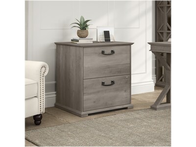 Bush Furniture Homestead 2-Drawer Lateral File Cabinet, Letter/Legal Size, Lockable, Driftwood Gray