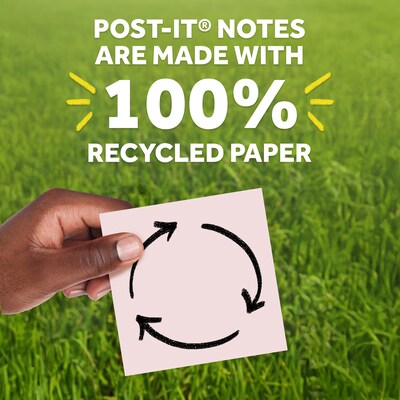 Post-it Recycled Notes, 3" x 3", Sweet Sprinkles Collection, 100 Sheet/Pad, 12 Pads/Pack (654-RP-A/654-A)